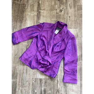 Alex Evenings Long Sleeve Flower Detail Shimmer Blouse Top Purple Womens Size S
